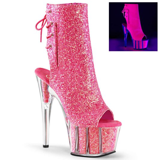 Pleaser Stiefelette ADORE-1018G Neon-Pink Glitter