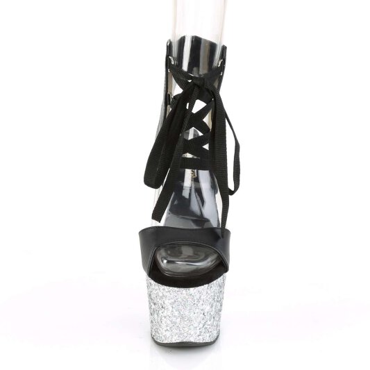 Pleaser Sandalette ADORE-700-14LG Schwarz Silber Multi Glitter