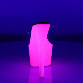 Pleaser Pantolette ADORE-701UVG Transparent Neon-Pink Glitter