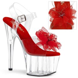 Pleaser ADORE-708BFL Clear-Red/Clear