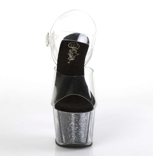 Pleaser Sandalette ADORE-708CG Transparent Schwarz Glitter