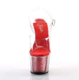 Pleaser Sandalette ADORE-708G Transparent Rot Glitter