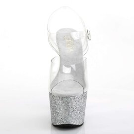 Pleaser Sandalette ADORE-708HMG Transparent Silber Multi...