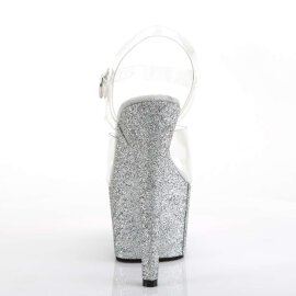 Pleaser Sandalette ADORE-708HMG Transparent Silber Multi Glitter