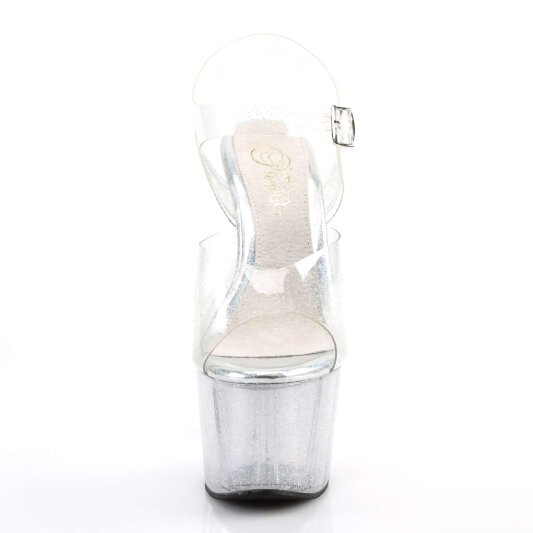 Pleaser Sandalette ADORE-708MMG Transparent Silber