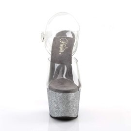 Pleaser Sandalette ADORE-708OMBRE Transparent Silber-Schwarz