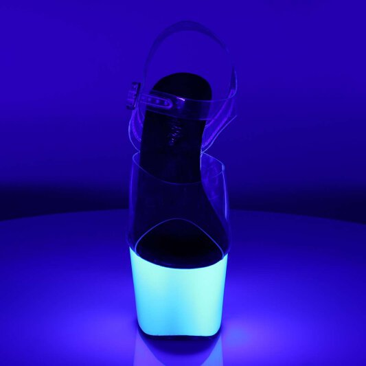 Pleaser Sandalette ADORE-708UV Transparent Neon-Weiß