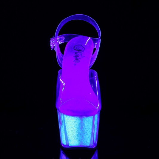 Pleaser Sandalette ADORE-708UVG Transparent Neon-Silber