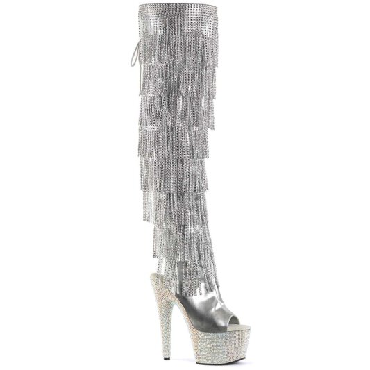 Pleaser BEJEWELED-3019RSF-7 Silver Metallic Pu-Silver/Silver Multi RS