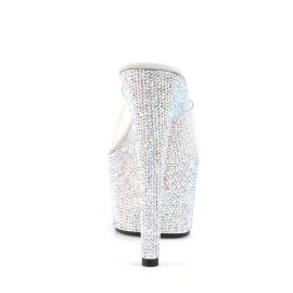 Pleaser Pantolette BEJEWELED-701DM Transparent Silber Strass