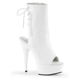 Pleaser DELIGHT-1018 White Faux Leather/White