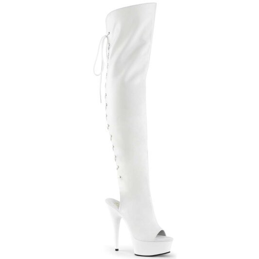 Pleaser DELIGHT-3019 White Faux Leather/White