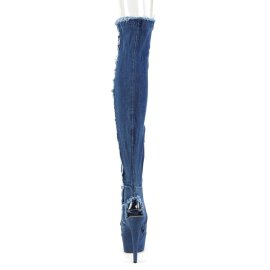Pleaser Overknee Stiefel DELIGHT-3030 Jeans-Blau