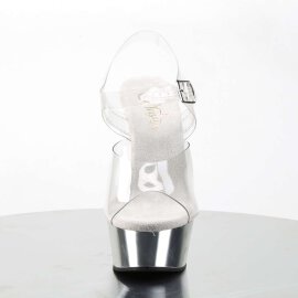Pleaser Sandalette DELIGHT-608 Transparent Silber Chrom