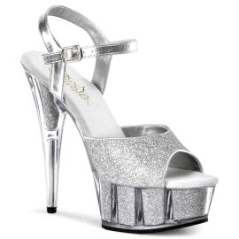 Pleaser Sandalette DELIGHT-609-5G Silber Glitter