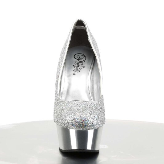Pleaser Sandalette DELIGHT-685G Silber Multi Glitter Chrom
