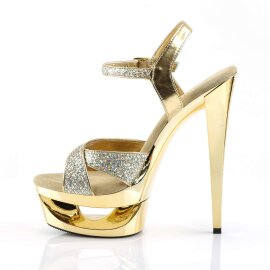 Pleaser Sandalette ECLIPSE-619G Gold Multi Glitter Chrom