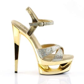 Pleaser Sandalette ECLIPSE-619G Gold Multi Glitter Chrom