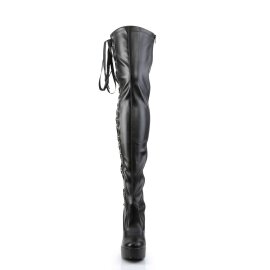 Pleaser ELECTRA-3050 Black Stretch Faux Leather