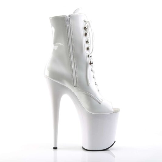 white pleaser ankle boots