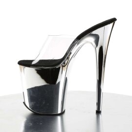 Pleaser Pantolette FLAMINGO-801 Transparent Silber Chrom
