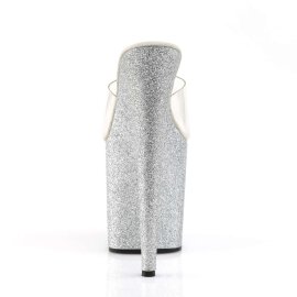 Pleaser Pantolette FLAMINGO-801SDG Transparent Silber Glitter