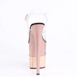 Pleaser Sandalette FLAMINGO-808-2HGM Transparent Rose Gold Glitter Chrom