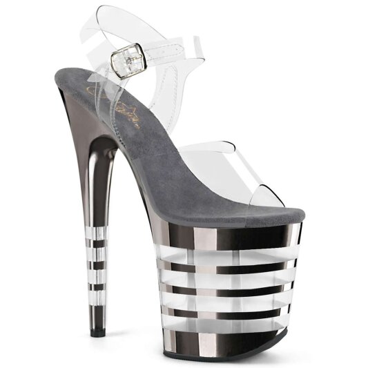 Pleaser Sandalette FLAMINGO-808CHLN Transparent Schwarz Chrom