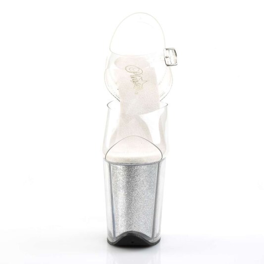 Pleaser Sandalette FLAMINGO-808G Transparent Silber Glitter