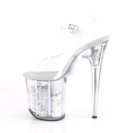 Pleaser Sandalette FLAMINGO-808GF Transparent Silber Multi Glitter