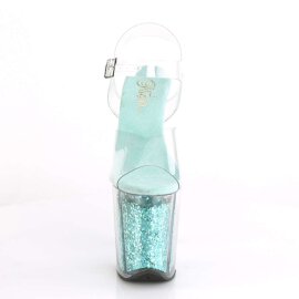 Pleaser Sandalette FLAMINGO-808GF Transparent Türkis Multi Glitter