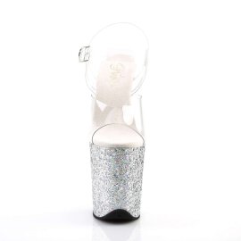 Pleaser Sandalette FLAMINGO-808LG Transparent Silber Multi Glitter