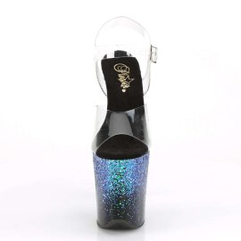 Pleaser Sandalette FLAMINGO-808SS Transparent Schwarz Blau Multi Glitter