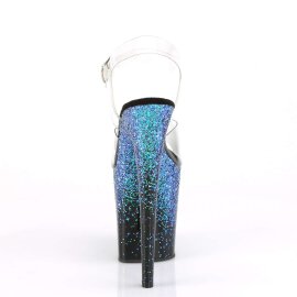 Pleaser Sandalette FLAMINGO-808SS Transparent Schwarz Blau Multi Glitter