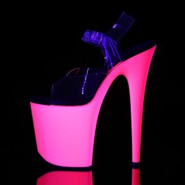 Pleaser Sandalette FLAMINGO-808UV Transparent Neon-Pink