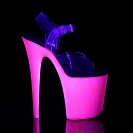 Pleaser Sandalette FLAMINGO-808UVG Transparent Neon-Pink Glitter
