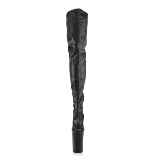 Pleaser INFINITY-4000 Black Stretch Faux Leather/Black Matte