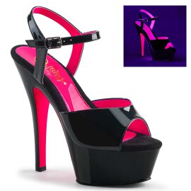 Pleaser KISS-209TT Black Patent/Black-Neon Hot Pink