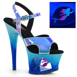 Pleaser Sandalette MOON-711MER Blau Multi Glitter