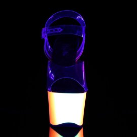 Pleaser Sandalette RAINBOW-308UV Transparent Neon-Blau