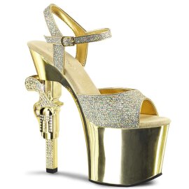 Pleaser Sandalette REVOLVER-709G Gold Multi Glitter Chrom
