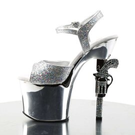 Pleaser Sandalette REVOLVER-709G Silber Multi Glitter Chrom