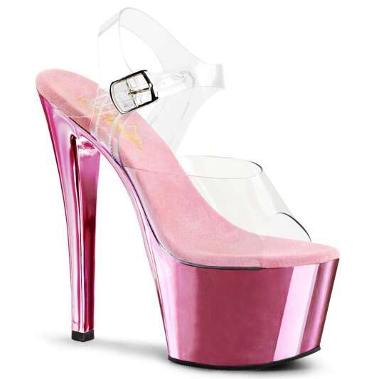Pleaser Sandalette SKY-308 Transparent Pink Chrom
