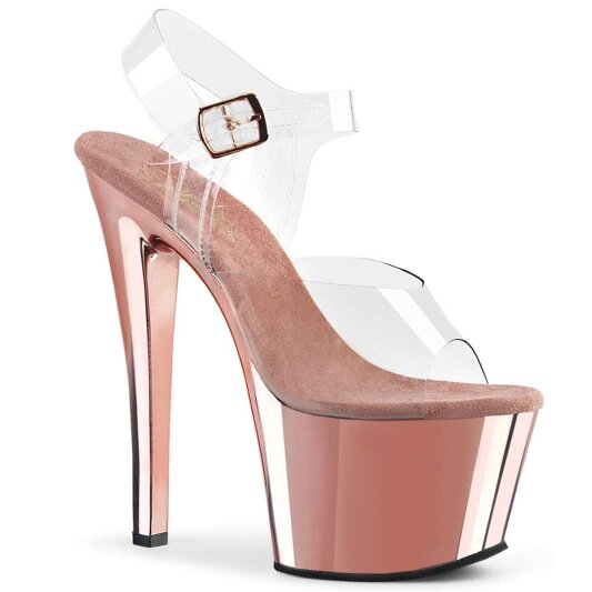 Pleaser Sandalette SKY-308 Transparent Rose-Gold Chrom