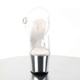 Pleaser Sandalette SKY-308 Transparent Silber Chrom