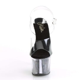Pleaser Sandalette SKY-308GF Transparent Schwarz Strass