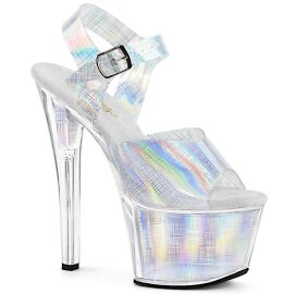 Pleaser Sandalette SKY-308N-CRHM Silber Hologram