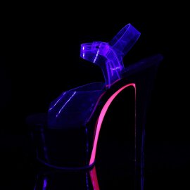Pleaser Sandali SKY-308TT Trasparente/Nero-Rosa Neon