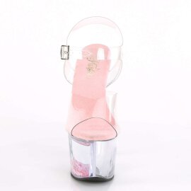 Pleaser Sandalette SKY-308WHG Transparent Rosa Multi Glitter