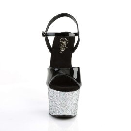 Pleaser Sandalette SKY-309LG Schwarz Silber Multi Glitter
